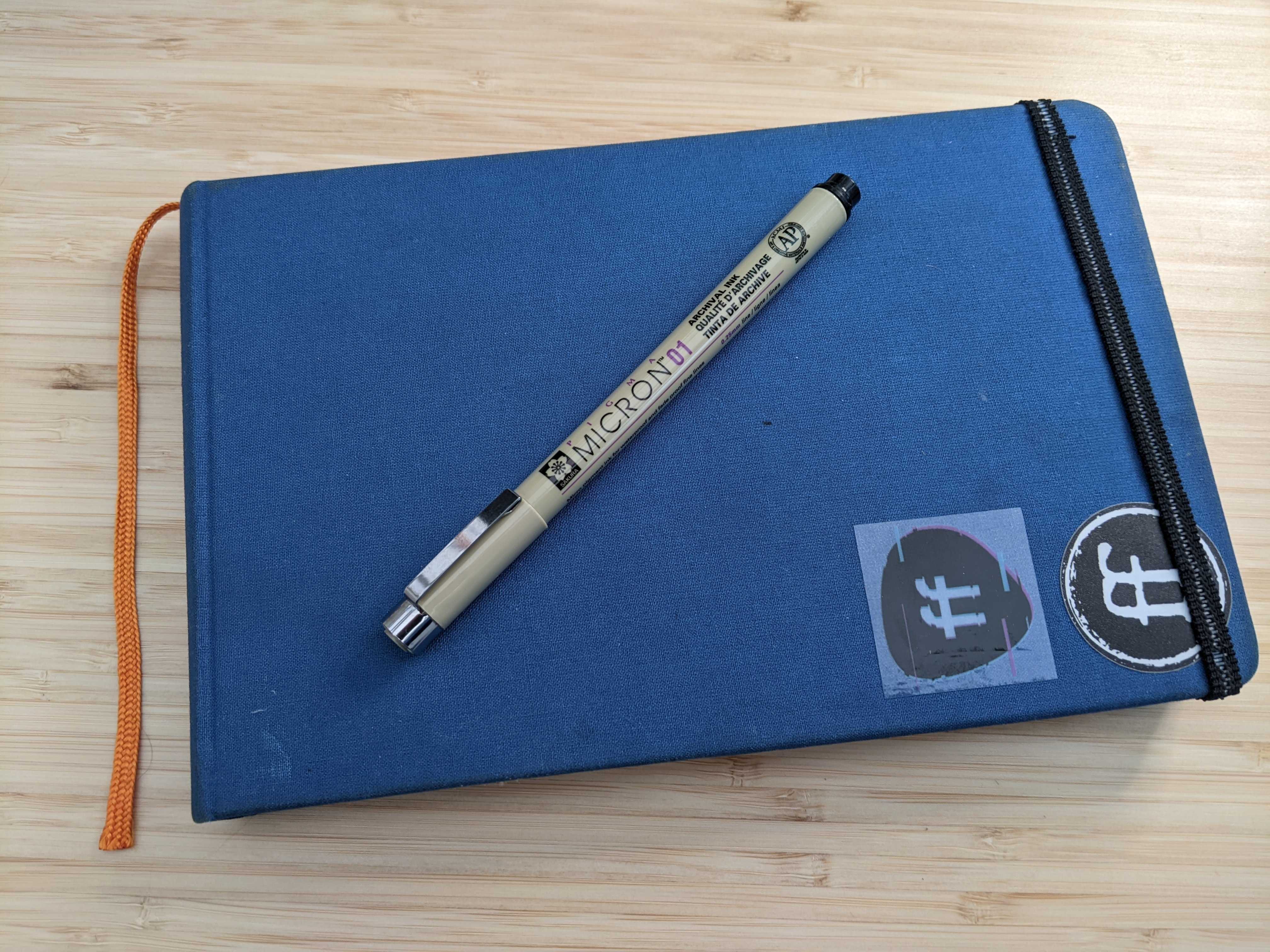 The most minimal setup, sketchbook and pen (Pigma Micron 01)